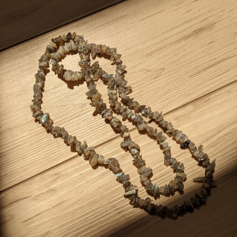 Labradorite Crystal Polished Bead Stone Necklace Jewelry Making Blue Gray Green
